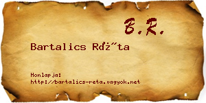 Bartalics Réta névjegykártya